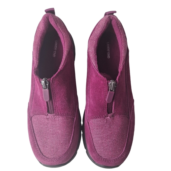Lands End Women 7.5 Purple‎ Suede Thermolite Zip Up Moc Shoes Microfleece - Picture 2 of 14